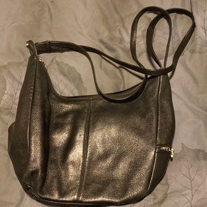Black leather cross body purse